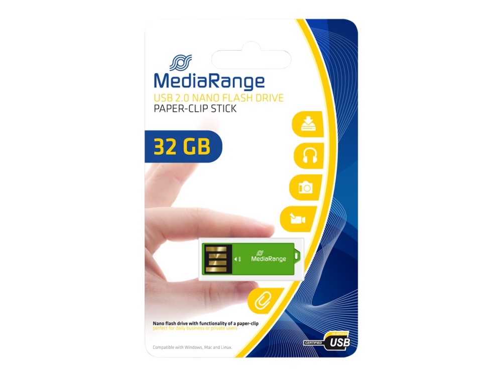 Mediarange Nano - Usb Flashdrive - 32 Gb - Usb 2.0 - Grøn