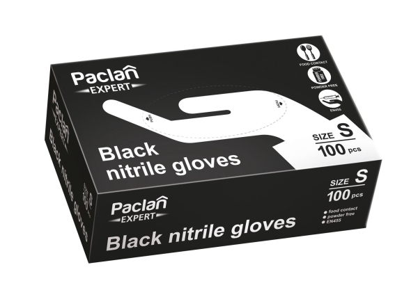 Paclan Exp Nitrile Gloves Black 100Pcs Boxs