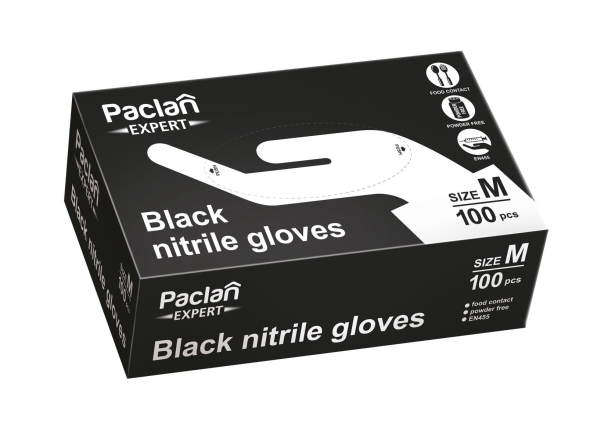 Paclan Exp Nitrile Gloves Black 100Pcs Boxm