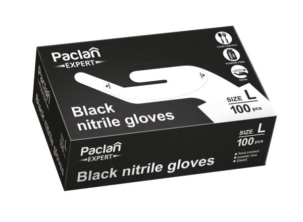 Paclan Exp Nitrile Gloves Black 100Pcs Boxl