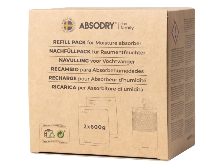 Påfyldning af fugtabsorberende Absodry 2 x 600 g