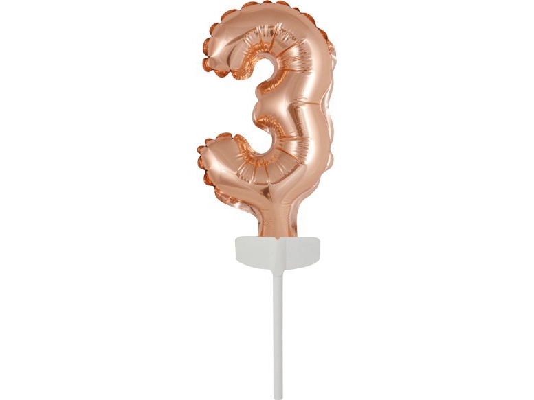 Amscan Folienballon Mini Nummer 3 Rosa Gold 7X12cm