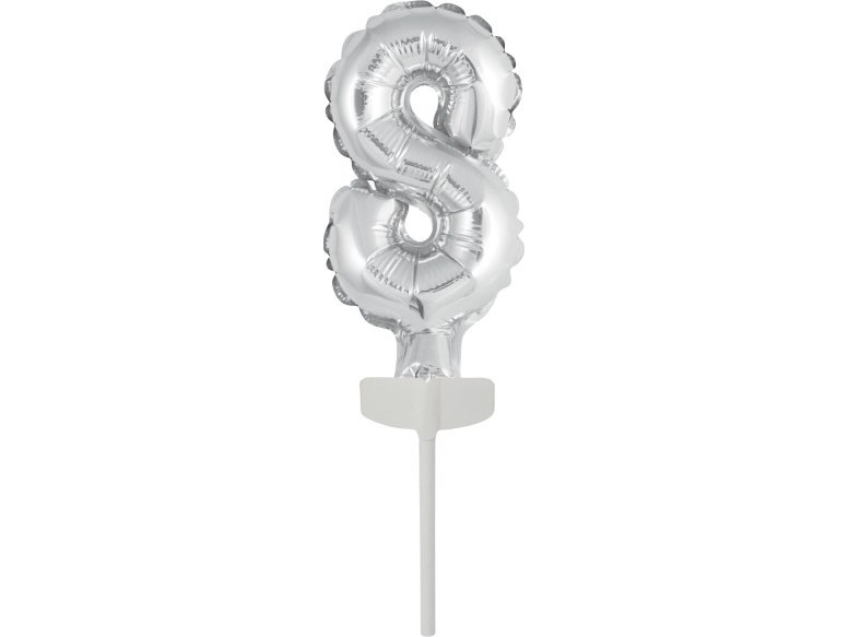 Amscan Mini Folieballon Mini Ciffer 8 Sølv 6,5X12 Cm