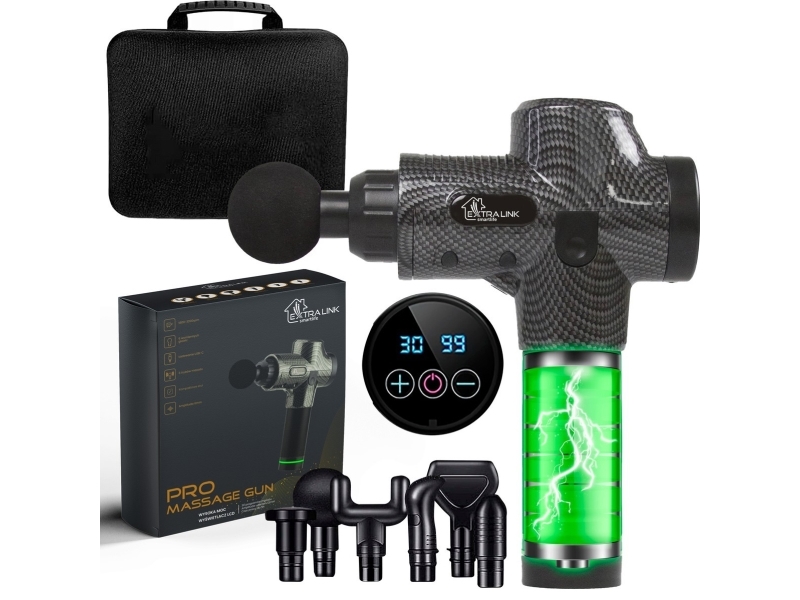 Extralink MSG-01-PRO, Vibrationsmassage, Kombomassage, Fotreflexzonmassage, Slagmassage, Slagmassage, Universal, Svart, ABS, Plast, Polymer, Silikon, Röra, 1,2 cm