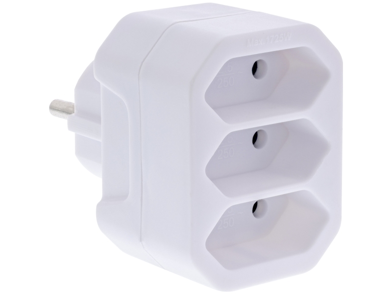 Inline 16471A, Typ F, Typ C (Eurostecker), Gerade, Gerade, Weiß, Hängebox