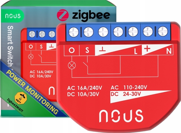 NOUS B2Z Omkopplare ställdon ZigBee PM 1 kanal / 16A / ZigBee3.0 / Mätning | Belysning - Intelligent belysning (Smart Home) - Tillbehör | GameStuff