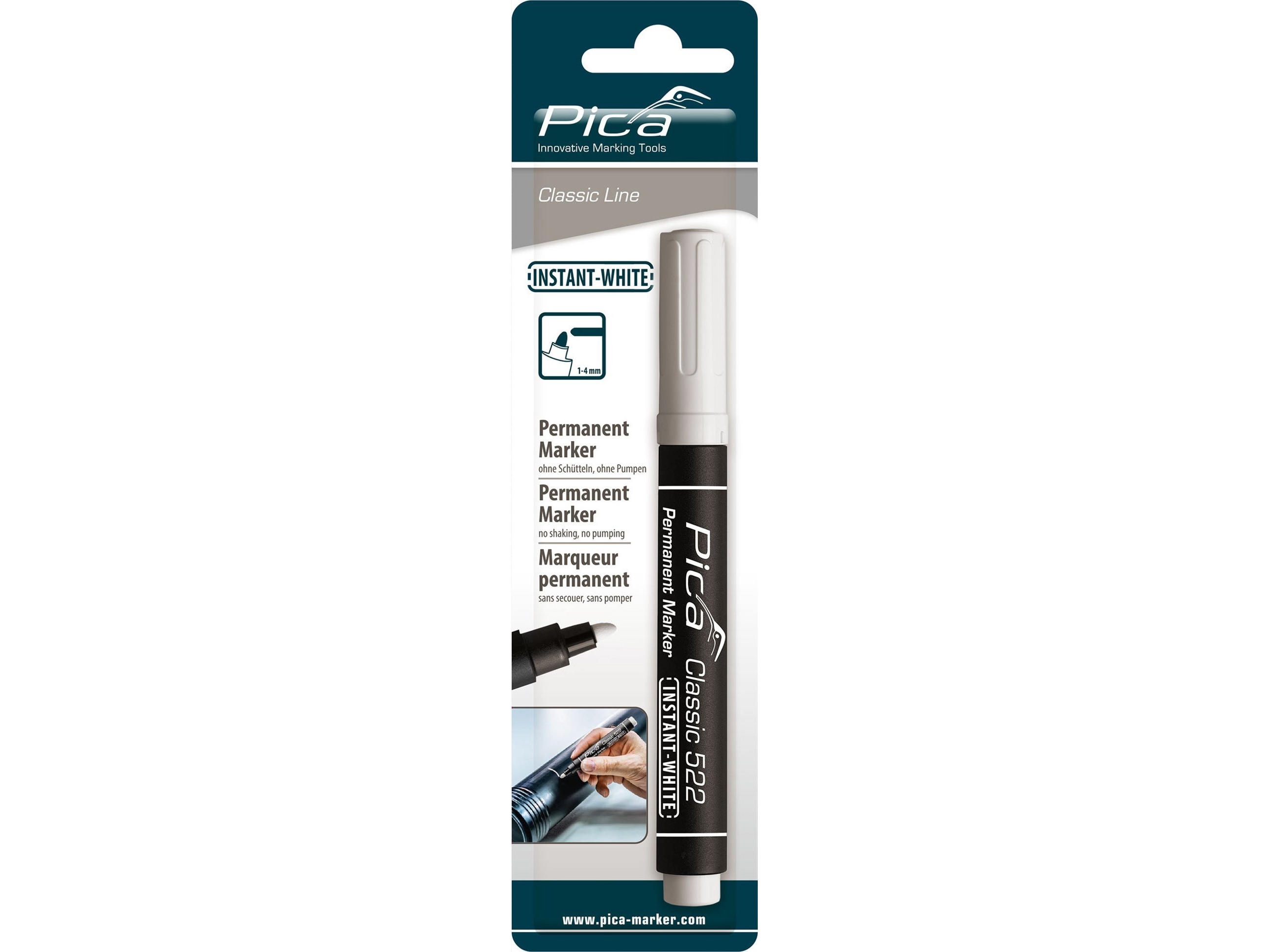 Pica Permanent Marker Instant Weiß, Kugelschreiberspitze, 1-4Mm Einzelhandel
