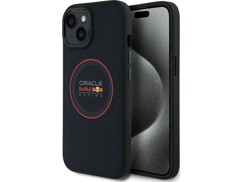 Red Bull Red Bull Red Bull Red Bull Pu Læder Red Ring Magsafe Etui Til Iphone 15 Navy