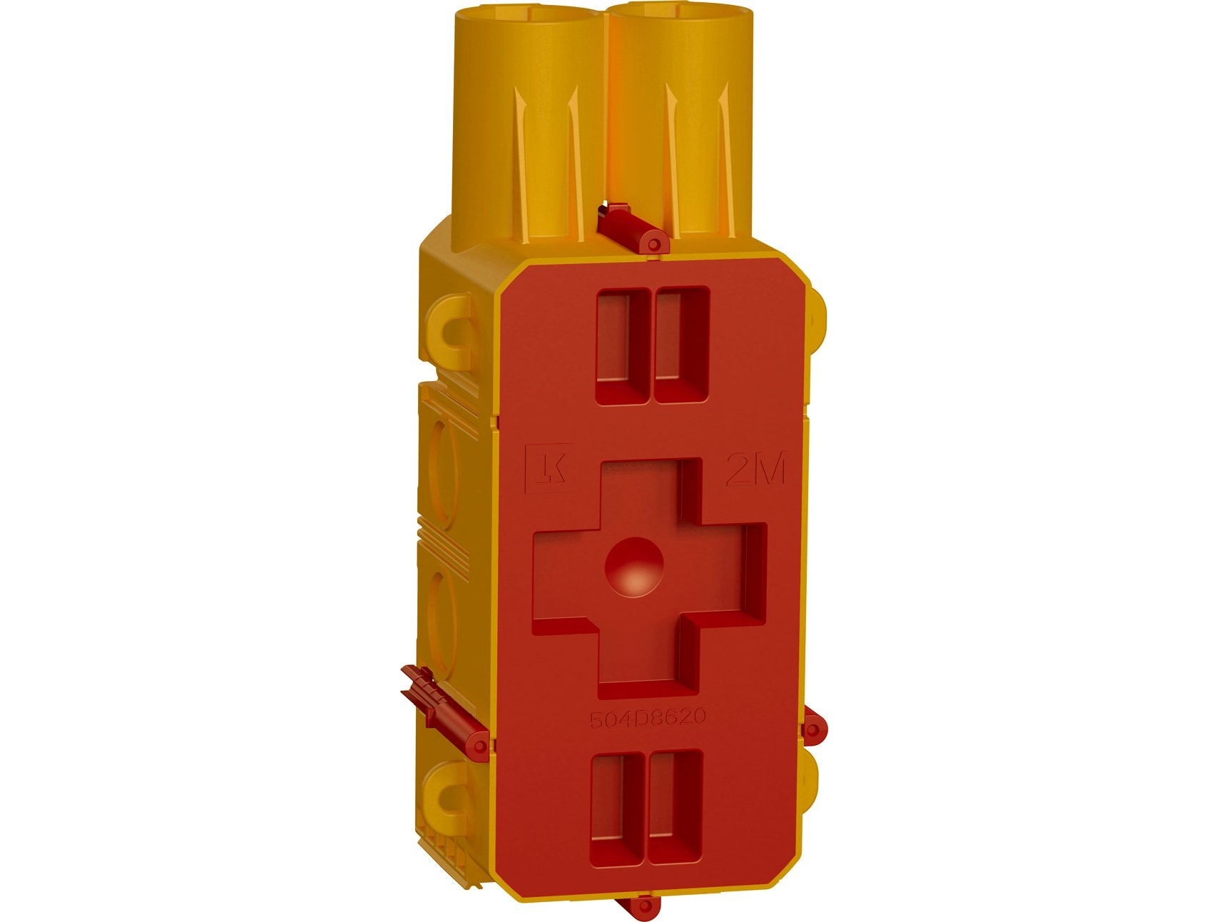 LAURITZ KNUDSEN FUGA Prefab indstøbningsdåse 2 modul med låg, gul.