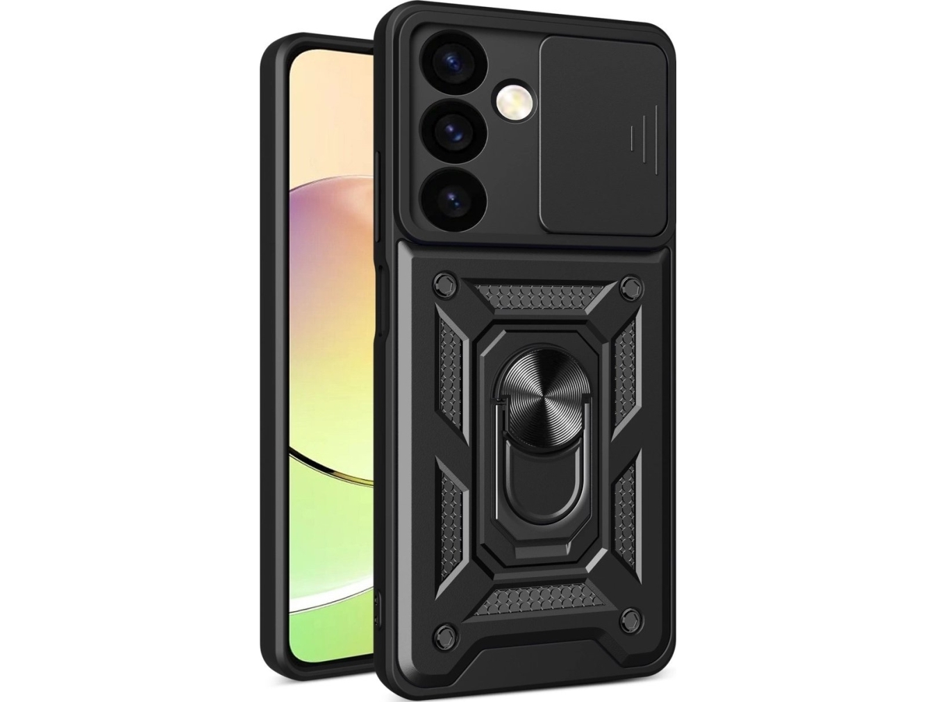 Hurtel Hybrid Armor Camshield Fodral För Xiaomi Poco C65 / Redmi 13c Med Kameraskydd Sort