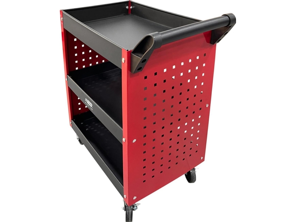 Værkstedsvogn med 3 hylder og perforerede sider - AW Tools Black Line