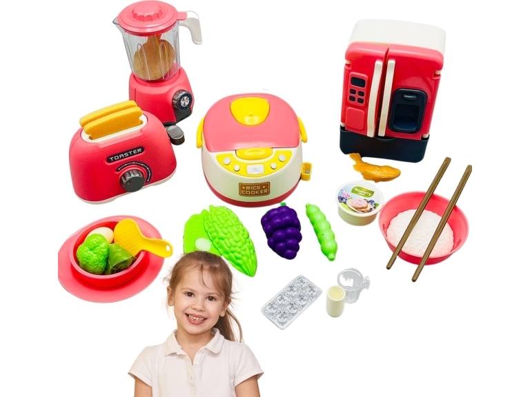 LeanToys köksset: matlagning, kylskåp, juicepress, brödrost, tillbehör | Leksaker - Rollek - Leksakskök och mat | GameStuff