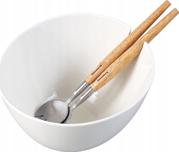 Klausberg Kb-7787 Hvid Porcelænssalatskål 23 Cm Med Skeer