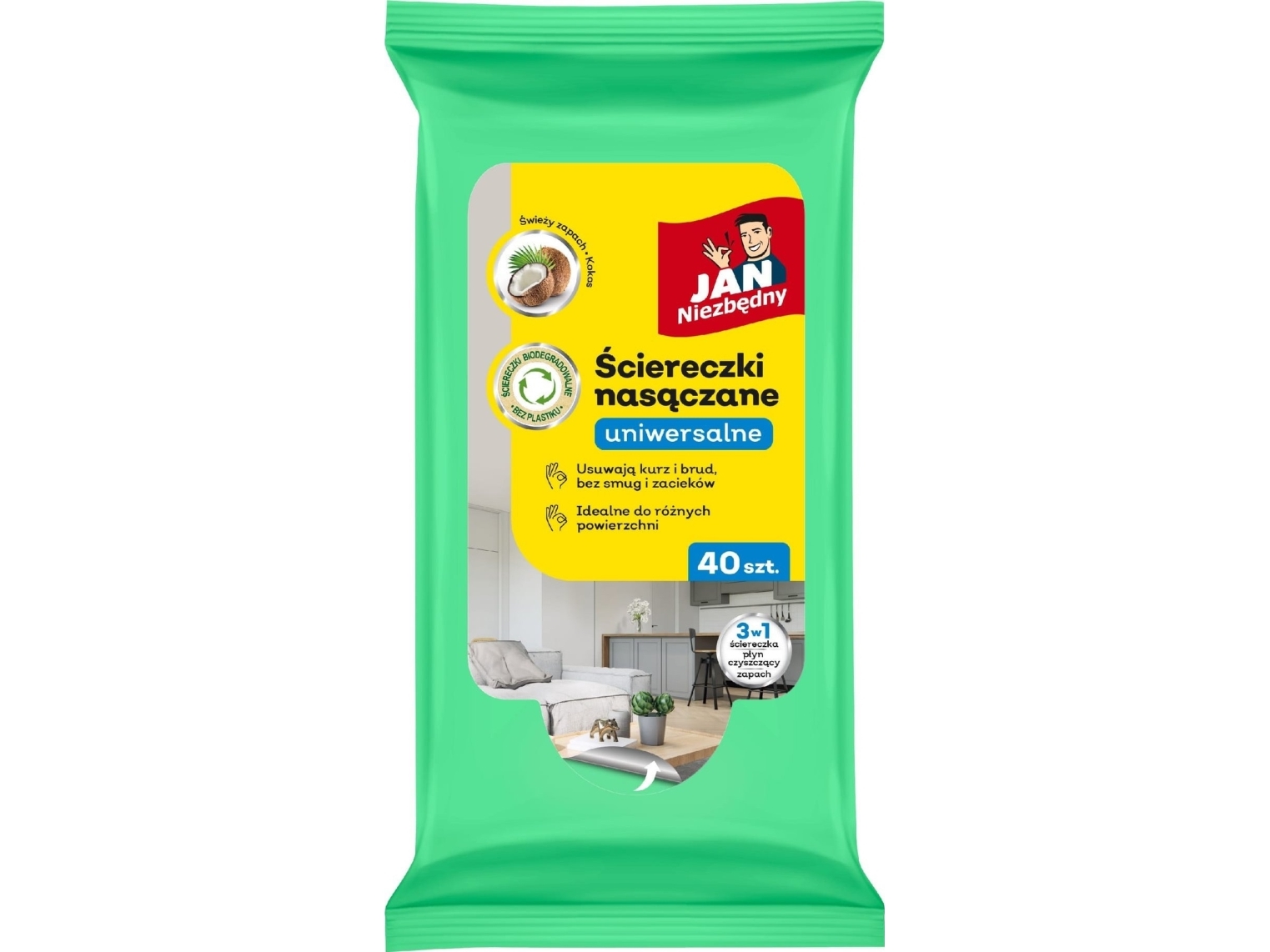 JAN NIEZBEDNY mikrofiberklude i væske 3-i-1, universal - 40 stk