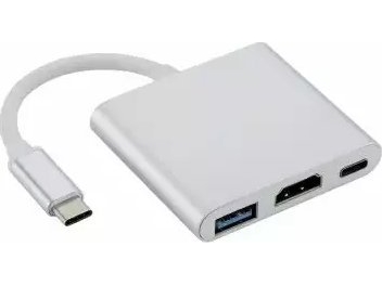 Fusion Accessories Usb-C Multiport Adapter (Usb 3.0/Hdmi/Usb Type C) Silver