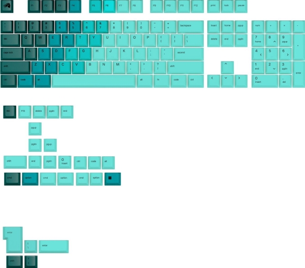 Glorious Glorious Gpbt Gradient Keycaps, Ansi Layout (Us), Pbt, Dye-Sub - Rainforestglorious Gpbt Gradient Keycaps - Rainforest - Us - Retail