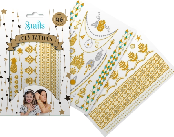 Snails Snails, kropstatoveringer til børn, Metallic, metallic, 46 stk.