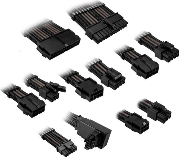 Kolink Core Pro Braided Cable Extension Kit 12V-2X6 Type 1 - Jet Juodas/Gunmetal Pilkas