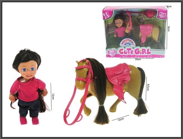 Hipo 12 cm dukke med hest HLI02 46113