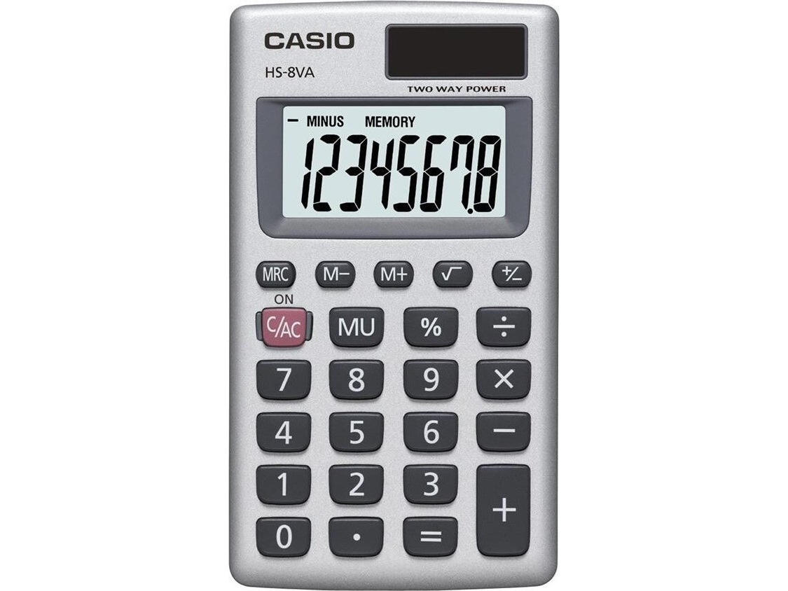 Lommeregner Casio HS-8VA 8 cifre - metalkabinet | Kontorsmaskiner - Räknare - Utskriftskalkylator | GameStuff