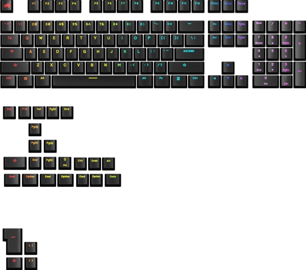 Klaviatūra Glorious GPBT su pašvietimu Keycaps, ANSI išdėstymas US, PBT, Dye-Sub –  juodos spalvos