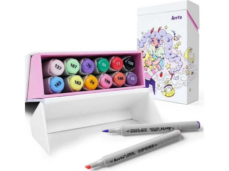 Arrtx Beidseitige Marker - Marker Oros, 12 Farben, Pastelltöne
