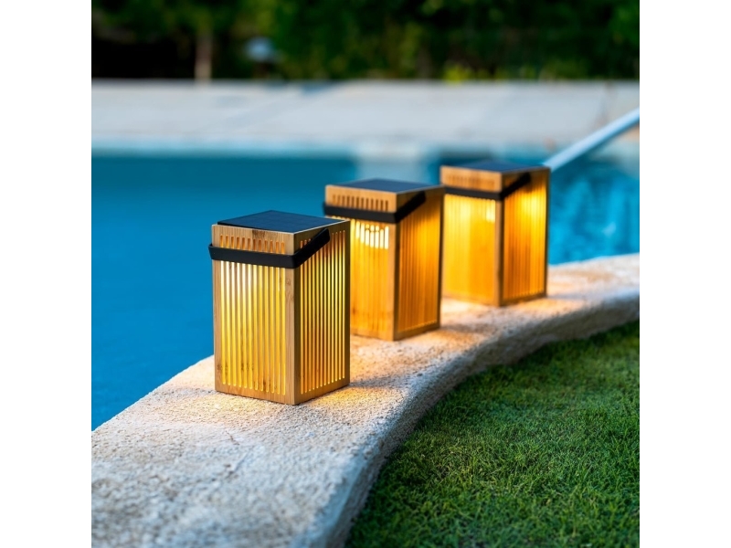 New Garden Okinawa Solar Recharge Lantern Bamboo | Belysning - Utomhusbelysning - Trädgårdslampor | GameStuff