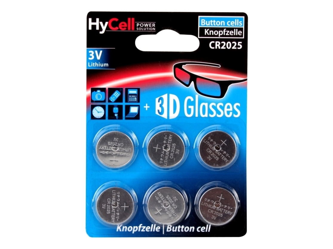 Hycell 1516-0027, Engangsbatteri, Cr2025, Lithium, 3 V, 6 Stk, Sølv