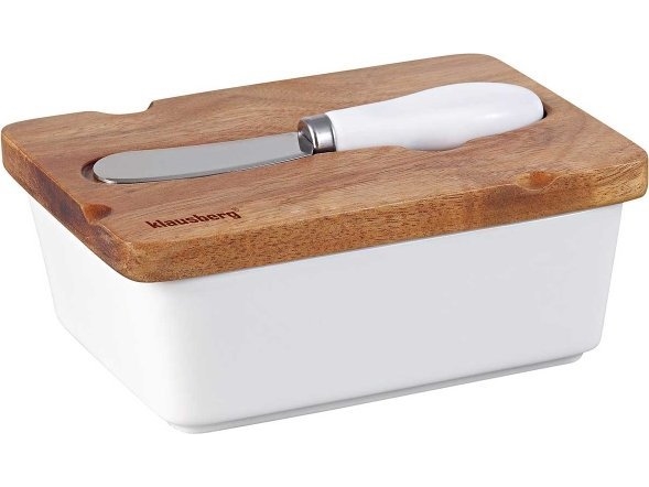 Smörskål i porslin med kniv Klausberg KB-7785 vit | N - A | GameStuff