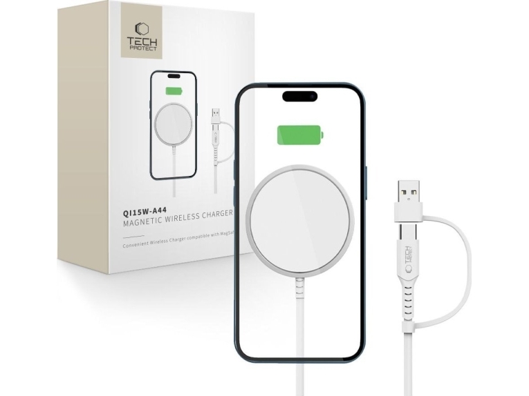 Tech-Protect Qi15w-A44 Magnetic Magsafe Wireless Charger White