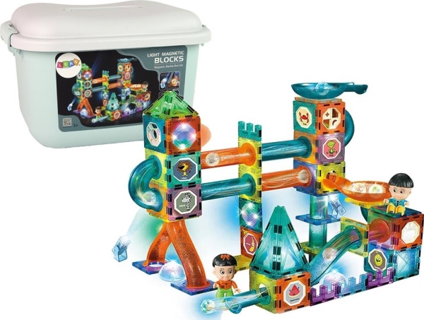 Luminous Ball Slide Magnetic Bricks In A Box 150 Pieces Lean Toys