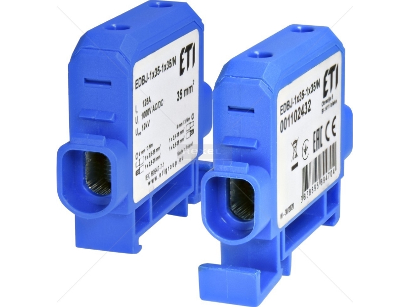 Etipo ETI Polam terminal 001102432 125A 1-spår (2,5-35mm2 - 2,5-35mm2) för Al/Cu-ledare blå EDBJ-1x35-1x35N | EL Artiklar - Cee & multipolär - Multipolär material | GameStuff