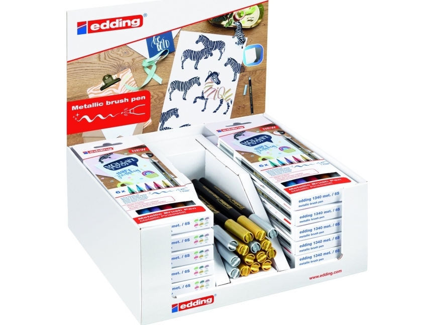 Edding Brush Tip Pen E-1340 Edding, Display, 87 Stück, Mischfarben