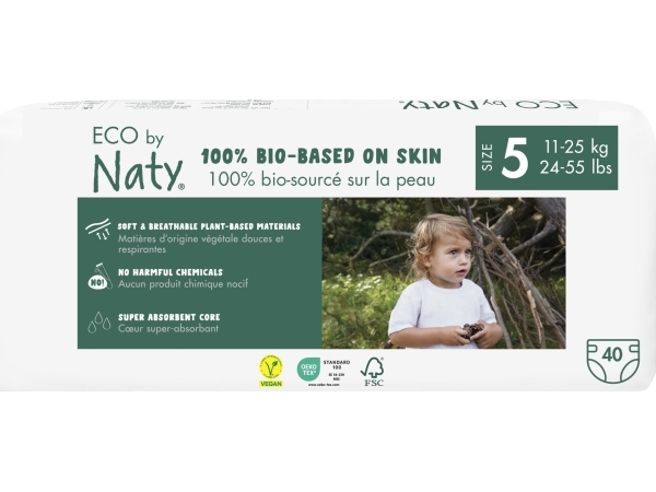 Eco By Naty Diapers 5 Junior Dydis, 40Pcs