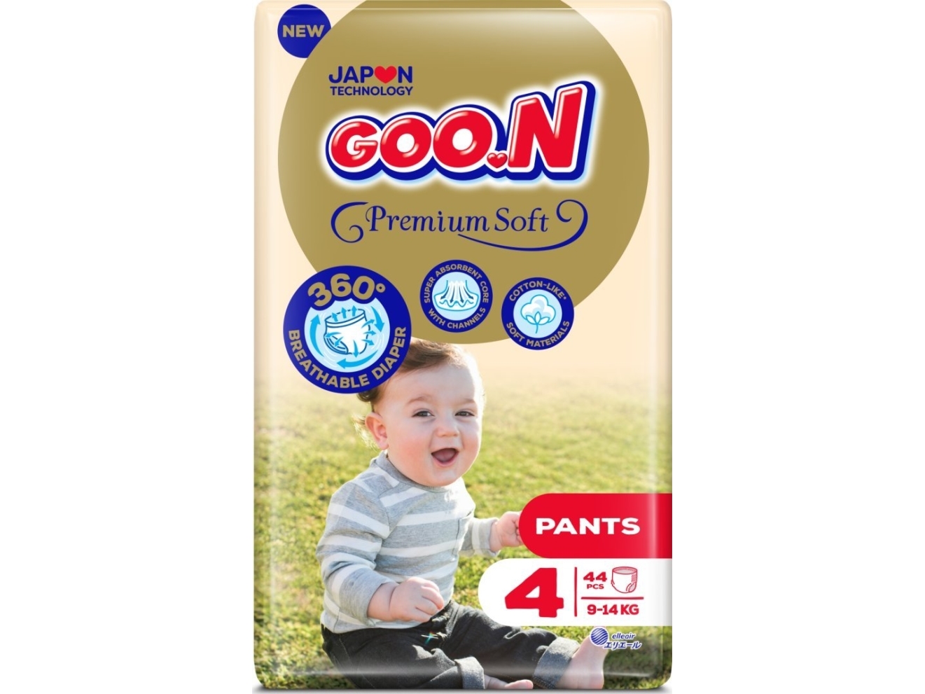 Goo.N Premium Soft Pants _Size 4, 44 Pcs., 9-14 Kg