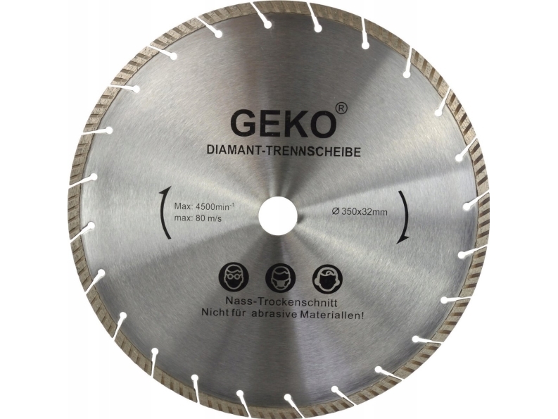 Geko Diamantscheibe 350 Mm X 32 Mm Laser Grau (10)