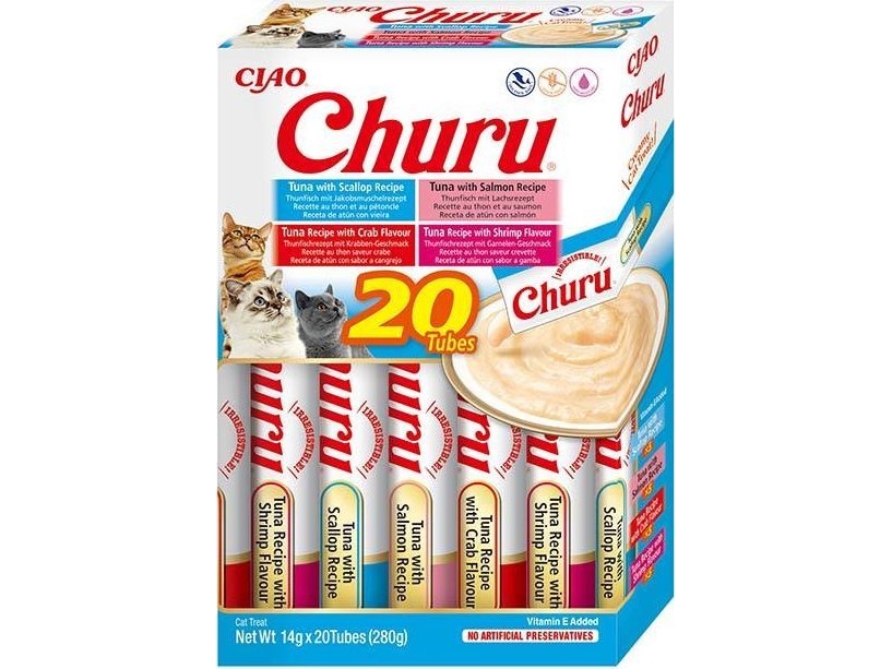 Triton Inaba Churu Für Katzen - Geschmacksmix Mit Thunfisch Und Meeresfrüchten 20X14g