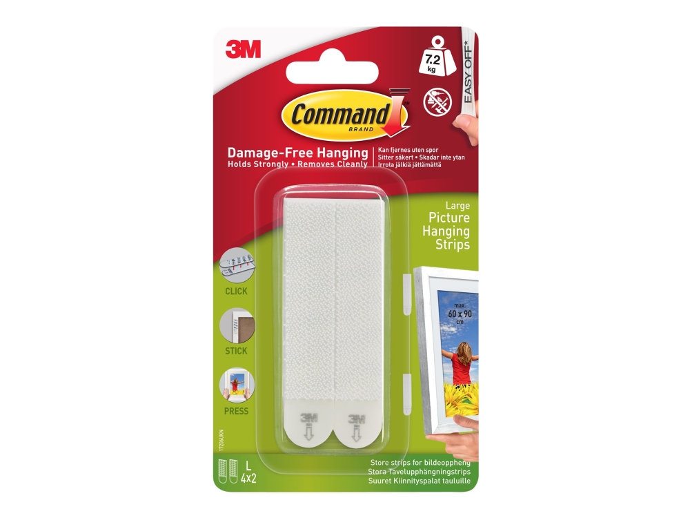 Command 17206 - Selvklæbende stripsæt - stor - hvid (pakke med 4)