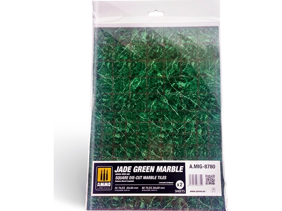 Vallejo Ammo: Jade Green Marble - Square Die-Cut Marble Tiles (2)