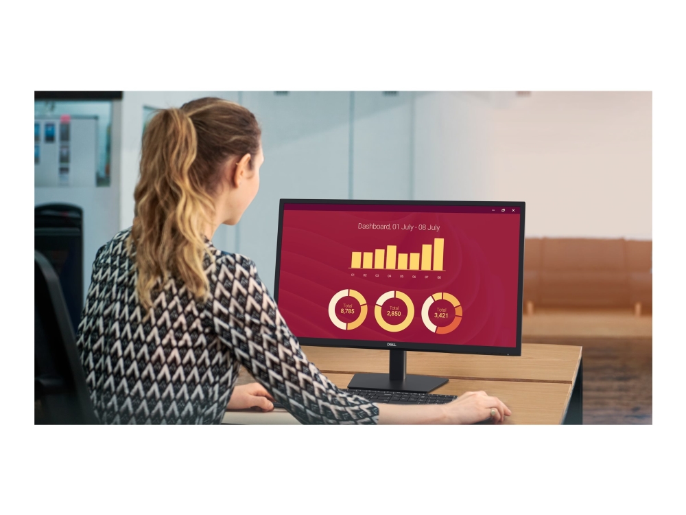 Dell E2725h Led Skarm 27  " 1920 X 1080 Full Hd 1080p @ 75 Hz Va 300 Cd/m² 3000:1 5 Ms Vga Displayport Med 3 Års Grundlaggande Mas