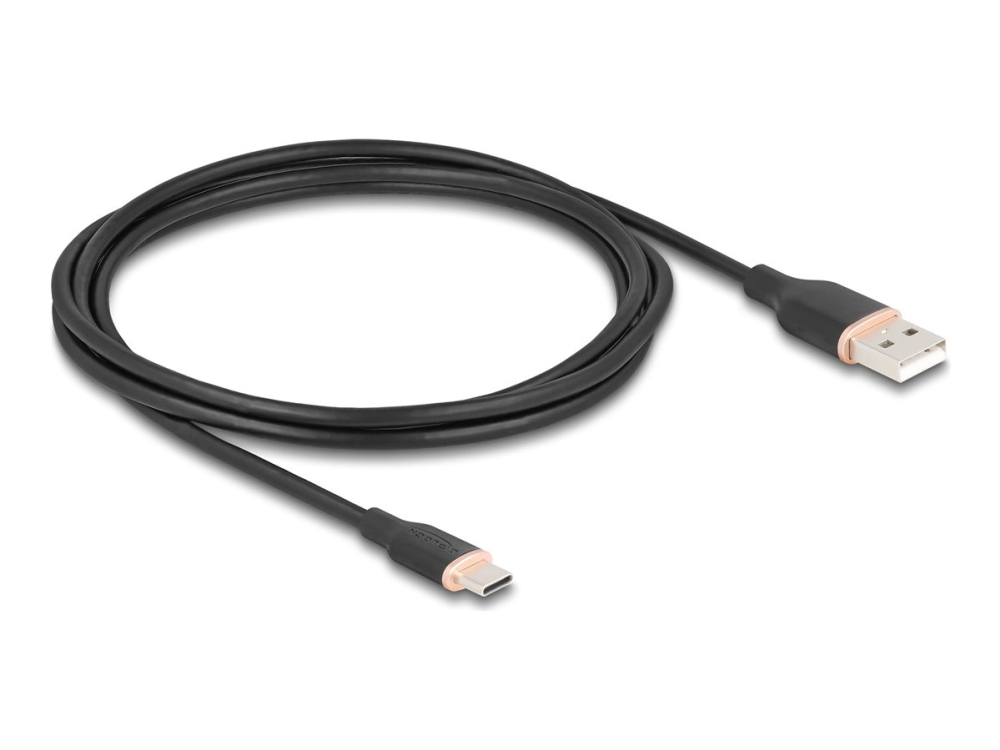 Delock Usb 2.0-Kabel Usb Type-A-Stik Til Usb Type-C-Stik 2,5 M Sort Silikone