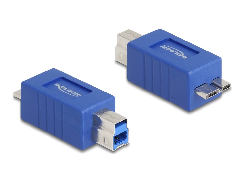 Delock - Usb-Adapter - Usb Type B (Han) Til Micro-Usb Type B (Han) - Usb 3.0 - Up To 5 Gbps Data Transfer Rate - Blå