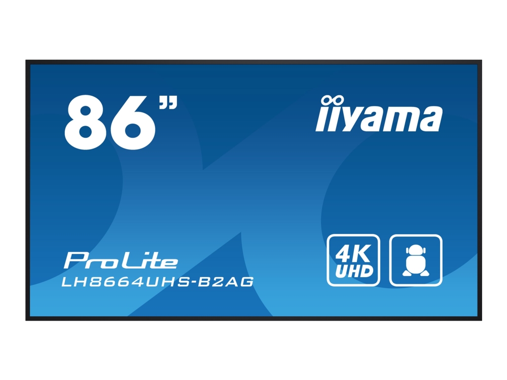 iiyama ProLite LH8664UHS-B2AG - 86 Diagonal klass (85.6 visbar) LED-bakgrundsbelyst LCD-skärm - digital skyltning - med inbyggd SoC-mediespelare - Android - 4K UHD (2160p) 3840 x 2160 - svart | Datortillbehör - Bildskärmar & Tillbehör - Publika skärmar | GameStuff