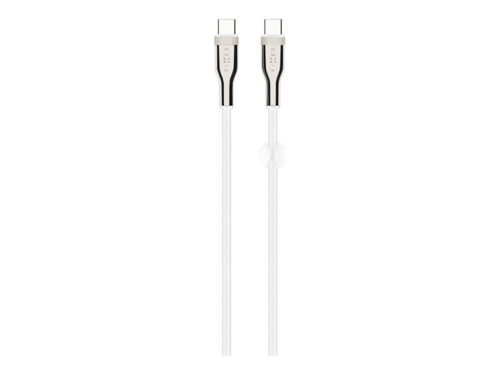 FIXED - USB-kabel - 24 pin USB-C (hane) till 24 pin USB-C (hane) - USB 2.0 - 2 m - USB-strömförsörjning (100W), flätad kabel - vit | EL Artiklar - Batteri - Batteriladdare | GameStuff