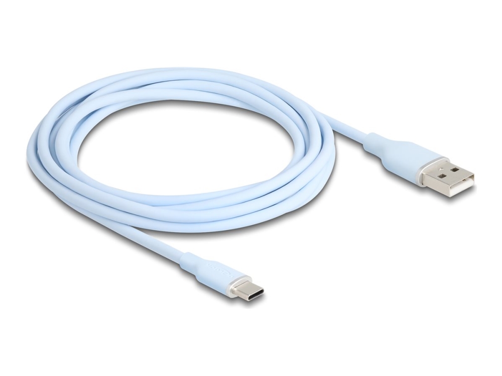 Delock Usb 2.0-Kabel Usb Type-A Stecker Zu Usb Type-C Stecker 2,5 M Blå Silikone