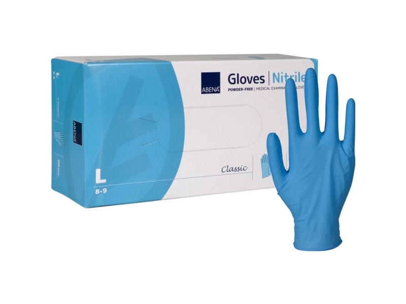 Undersøkelseshanske, ABENA Classic, L, blå, nitril, pudderfri - (200 stk.)