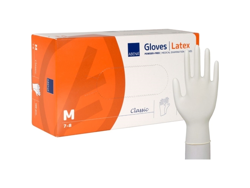 Undersøgelseshandske, ABENA Classic, M, nature, latex, pudderfri - (100 stk.)