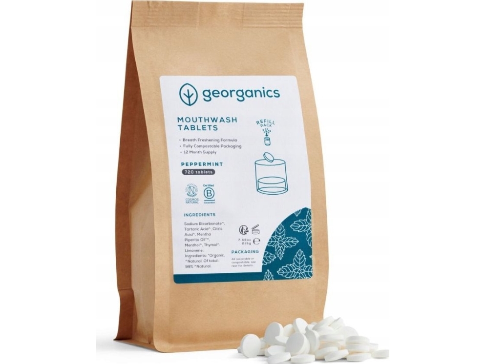 Georganics Georganics, naturlige mundskyllepiller engelsk pebermynte, 720 tabletter