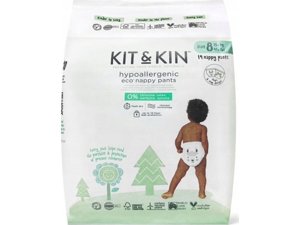 Kit and Kin ble-/underbukser Nappy Pants 8 YP2 (19 kg+) Frog/Llama, 14 stk.
