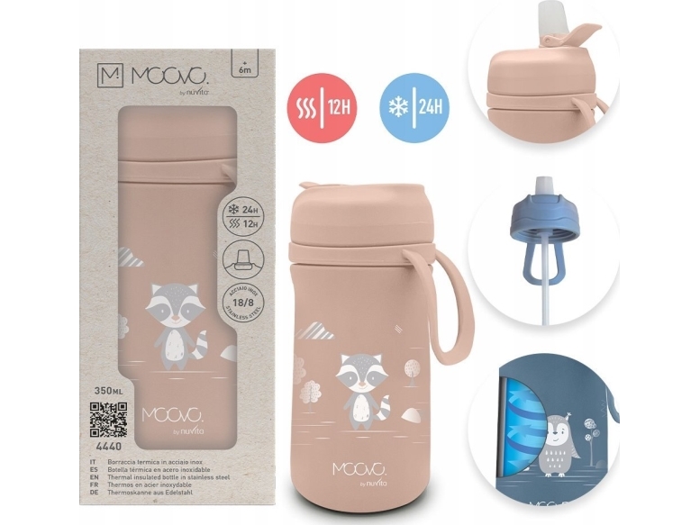 Nuvita MOOVO termobekare med pip English Rose 350 ml